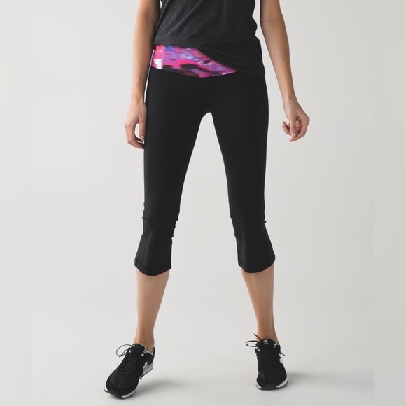 Lululemon Athletica Gather & Crow Crop ll Full On Luon Leggings Size 4 - Picture 1 of 12